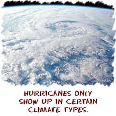 Many climate types are found across the world. This image shows a tropical cyclone over the Atlantic Ocean.